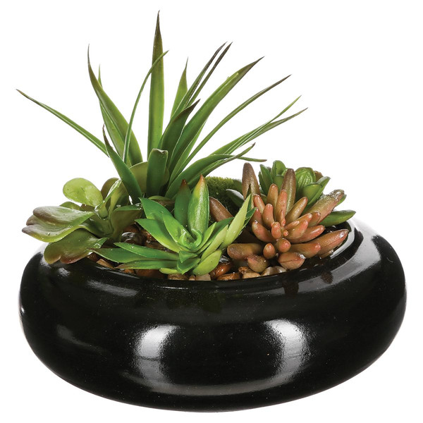 Composition plante vase céramique D20XH6 Noir 3S. x Home Meuble & Déco