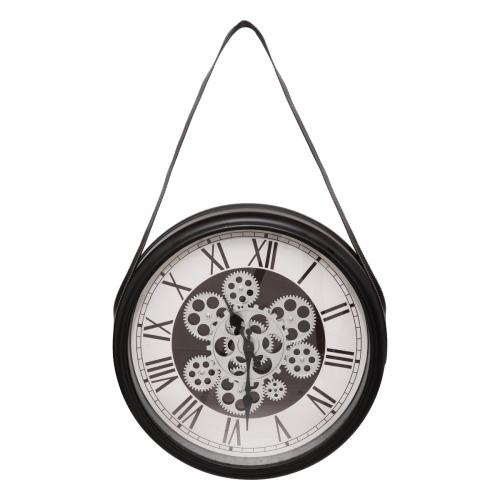 3S. x Home - Horloge avec lanière "Peter" D40cm noir et blanc - Décoration Murale Design
