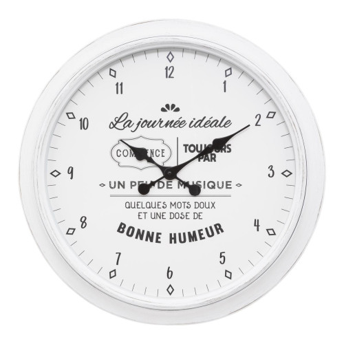 3S. x Home - Horloge en plastique “Citation Liv” d60 noir et blanc - Horloges Design