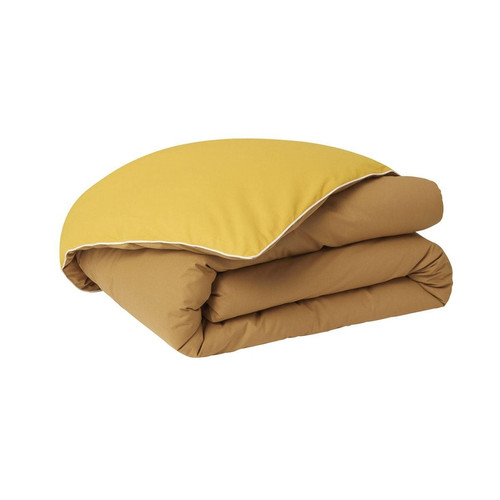 Essix - Housse de couette unie bicolore en coton, BONS JOURS - Linge de lit jaune