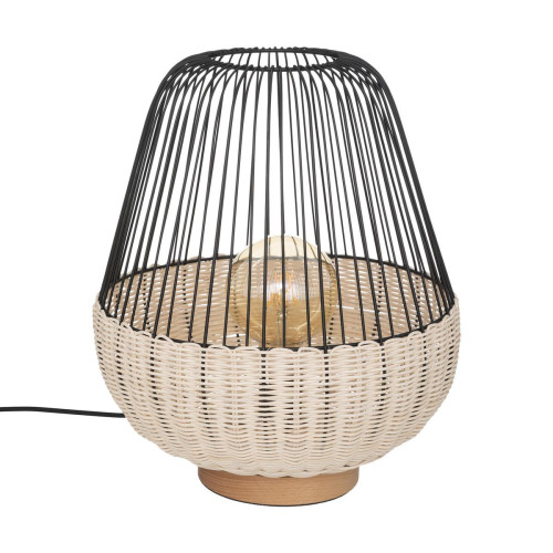 3S. x Home - Lampe "Anea", métal et hêtre, noir, H35,5 cm - Lampe Design à poser