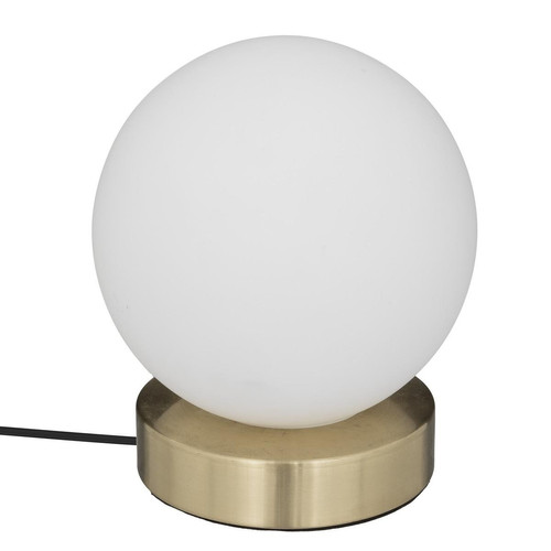 3S. x Home - Lampe boule "Dris", verre et métal, blanc, H16 cm - Lampes et luminaires Design