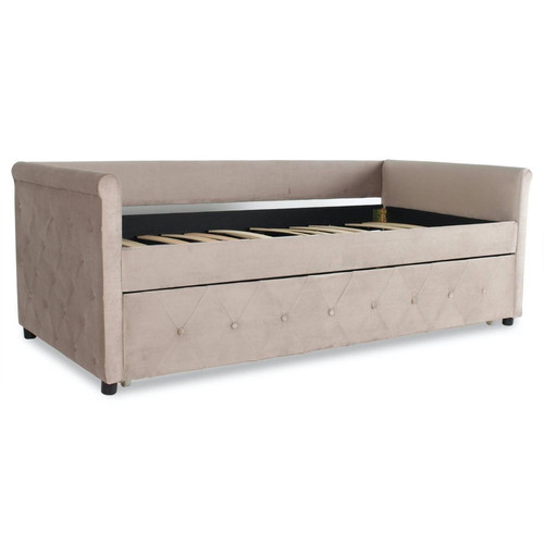 Lit simple gigogne Garry Velours Taupe Taupe 3S. x Home Meuble & Déco