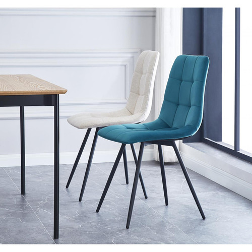 3S. x Home - Lot de 2 chaises Scandinaves en métal Bleu  - Chaise Et Tabouret Et Banc Design