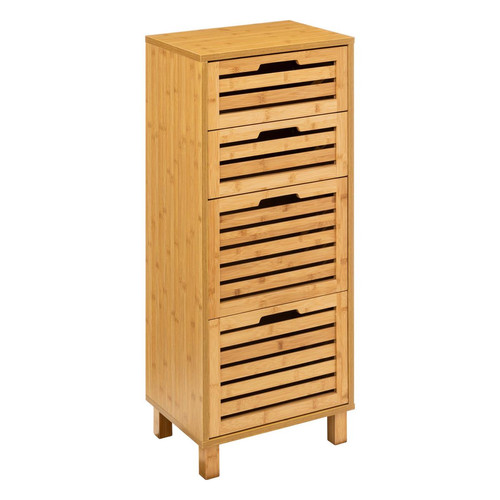 3S. x Home - Meuble 4 tiroirs bambou Marron - Salle De Bain Design