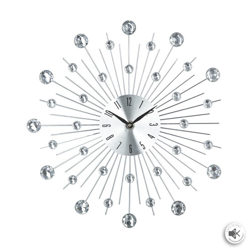 3S. x Home - Pendule aluminium strass D33 - Horloges Design