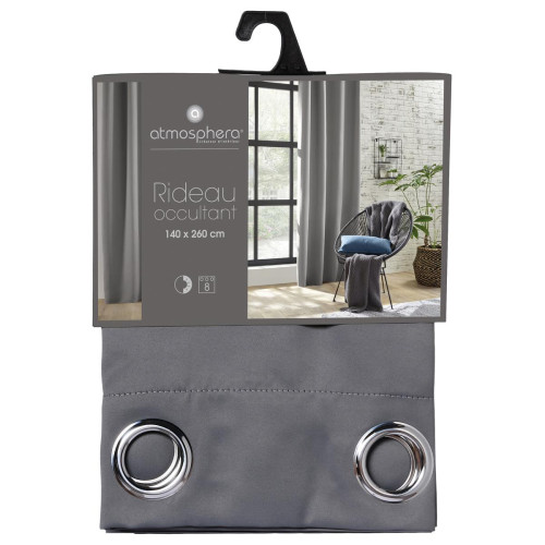 3S. x Home - Rideau occultant uni gris 140x260 - Stores occultants