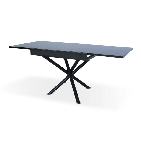Table extensible moderne L90-180cm Métal noir et Bois Noir mat 3S. x Home