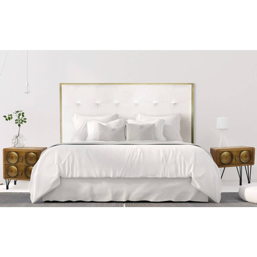 3S. x Home -  Tête de lit Donna 140 cm Métal Or et Velours Blanc - Tête De Lit Design