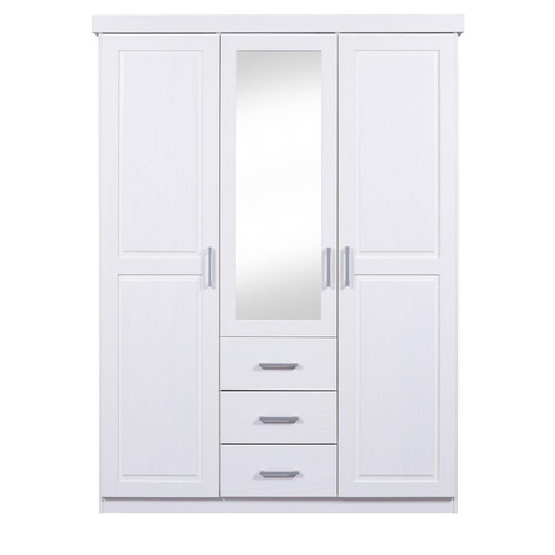 Armoire à Miroir en Pin Massif Blanc ELOBA Blanc 3S. x Home Meuble & Déco