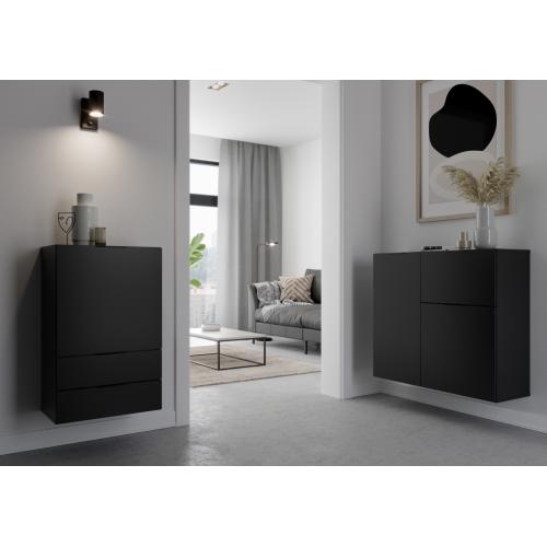 3S. x Home - Commode 1 porte 2 tiroirs DARK 1 anthracite - Commodes et chiffonniers bois