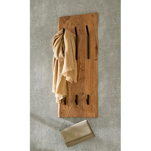 3S. x Home - Garderobe murale verticale en bois et 6 crochets en métal noir - Porte-Manteau Et Patères Design