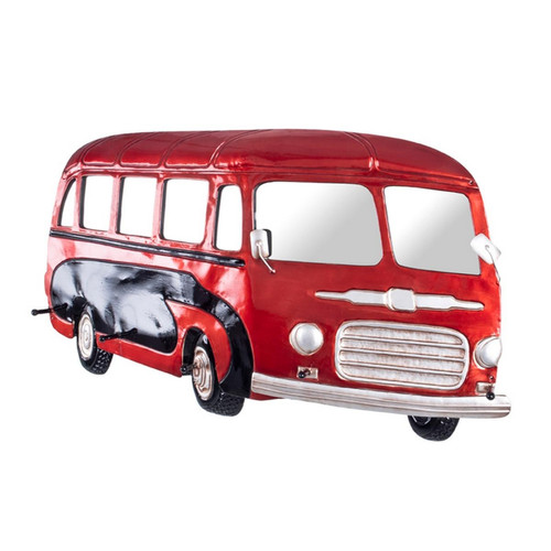 3S. x Home - Garderobe murale et miroir Classic Bus rouge 5 crochets  - Portants Et Valet De Chambre Design