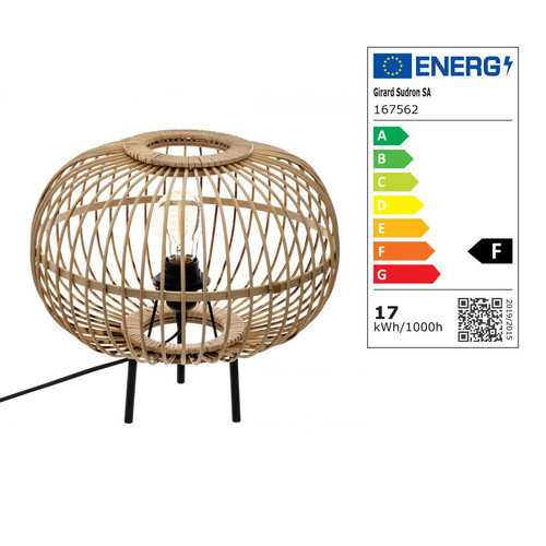 3S. x Home -  Lampe Boule en Bambou Naturel EDDIL  - Lampe Design à poser