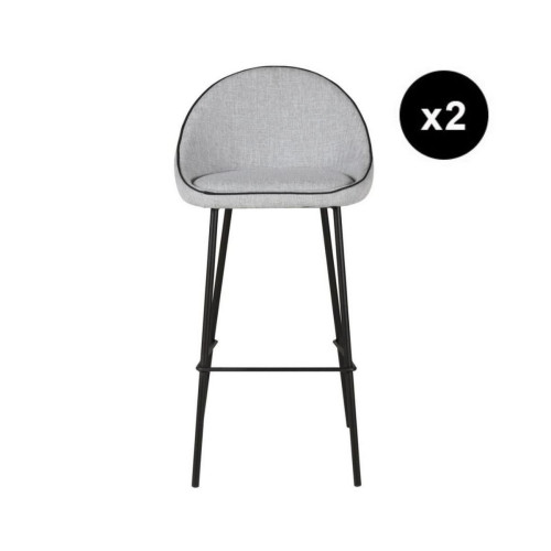 3S. x Home - Lot de 2 chaises de bar tissu gris clair - Chaise Design