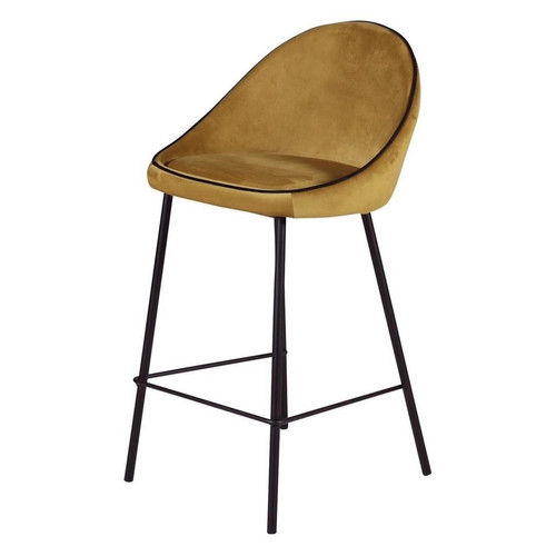 3S. x Home - Chaise de bar velours ocre - Chaise Design