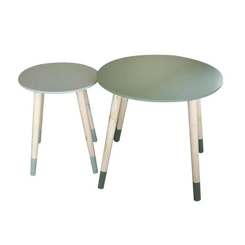 3S. x Home - Lot de 2 Tables Gigogne Bicolore Vert - Table Basse Design
