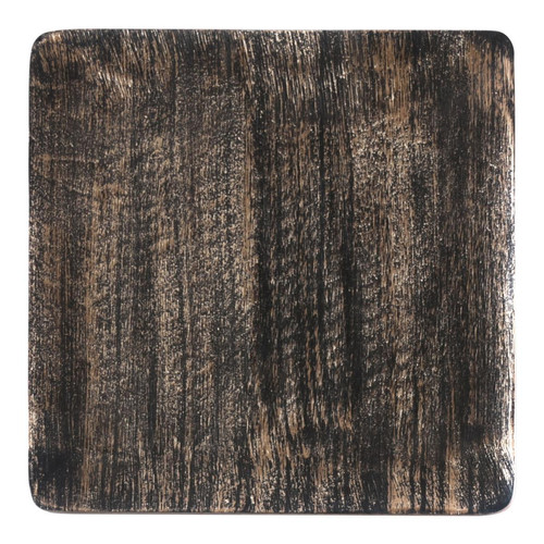 3S. x Home - Plat carré décoratif 25 cm bois noir et or - Plateau