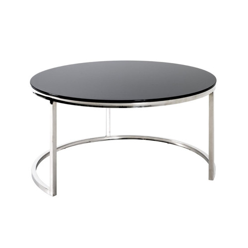 Table basse avec structure en Inox brillant et plateau en Verre trempé Noir Noir 3S. x Home Meuble & Déco