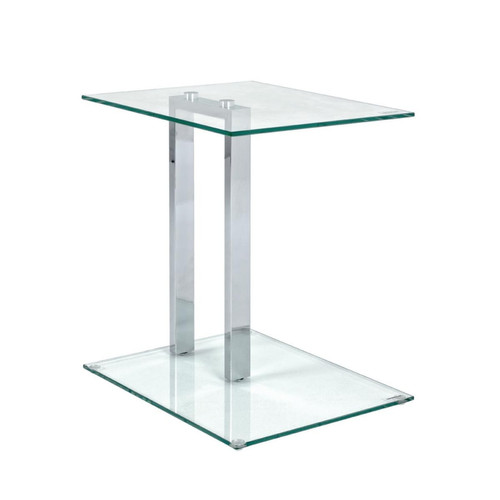 Table d'appoint carré avec plateaux en Verre trempé Transparent et Structure en Métal Chromé  Chrome 3S. x Home Meuble & Déco