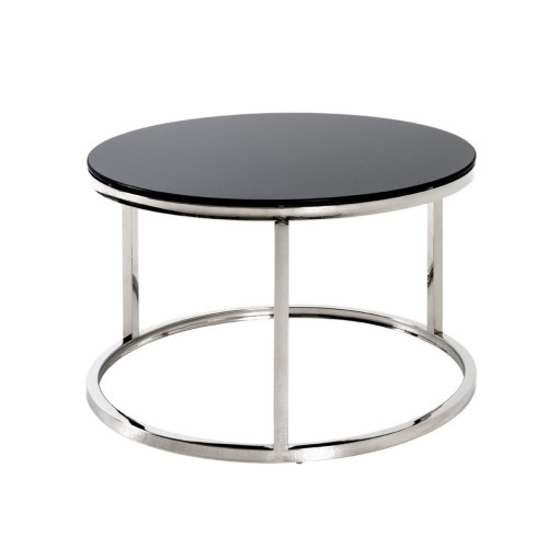 Table d'appoint avec structure en Inox brillant et plateau en Verre trempé Noir Noir 3S. x Home Meuble & Déco