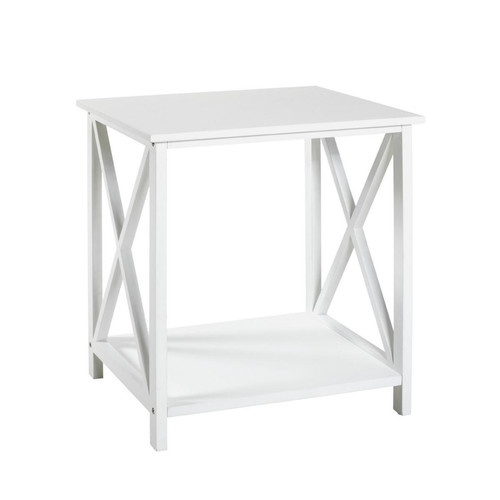 Table d'appoint avec 2 plateaux laqué Blanc Blanc 3S. x Home Meuble & Déco