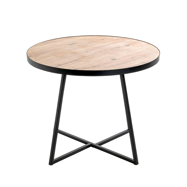 table d'appoint en métal laqué noir plateau décor chêne 3S. x Home
