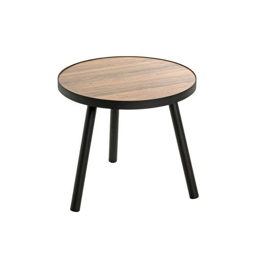 Table d'appoint ronde petit modèle Noir en métal laqué et plateau décor chêne Noir 3S. x Home Meuble & Déco