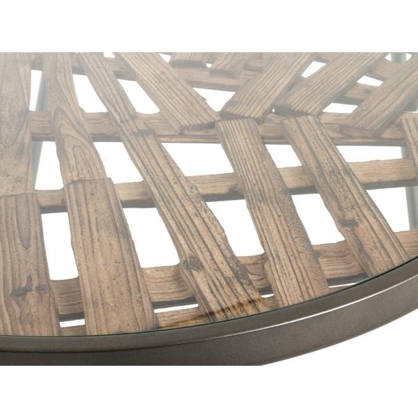 Table d'appoint avec structure en tube d'Acier laqué anthracite Plateaux en bois massif nature et verre trempé transparent 3S. x Home
