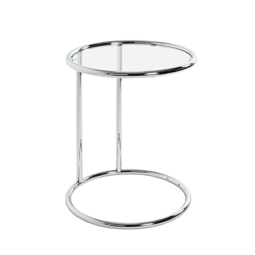 3S. x Home - Table d'appoint ronde chromé plateau verre trempé - Table Basse Design