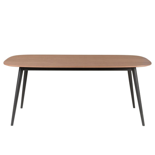 3S. x Home - Table Repas Rectangulaire 180 cm Bois Foncé et Pieds en Hêtre Noirs PIPOU - Table Salle A Manger Design