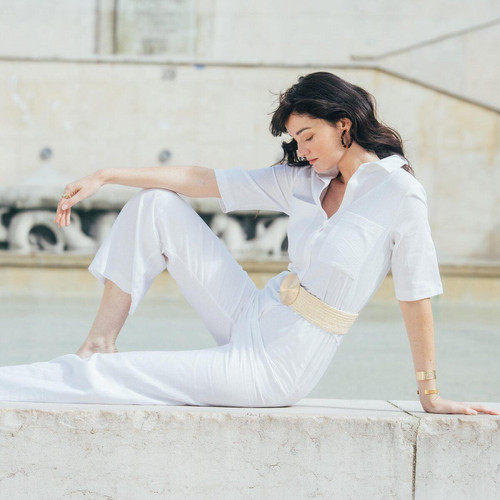 Combinaison pantalon en Lin Alicia Réédition blanc 3S. x Réédition Mode femme