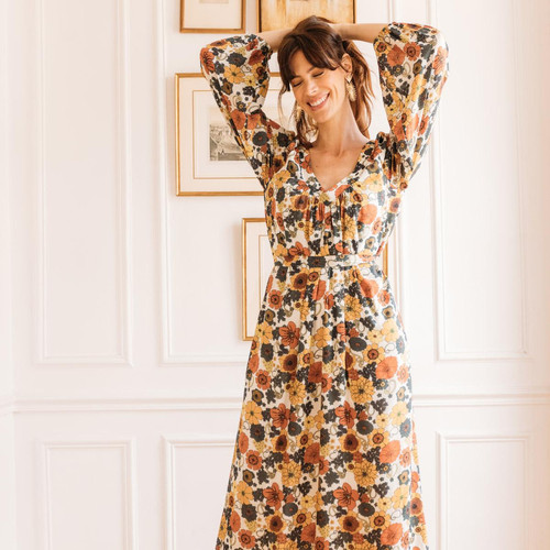 3S. x Réédition - Robe longue à fleurs Nancy - Promo Mode femme