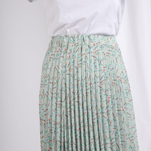 Jupe plissée fleurie Zélie vert amande 3S. x Le Vestiaire Mode femme