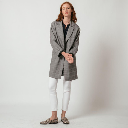 3S. x Le Vestiaire - Manteau mi-long à carreaux - Vestes blazers femme fabrique en france