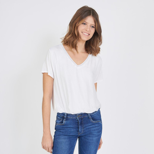 3S. x Le Vestiaire - Tee-shirt manches courtes doublure soie - Vetements femme made in italie