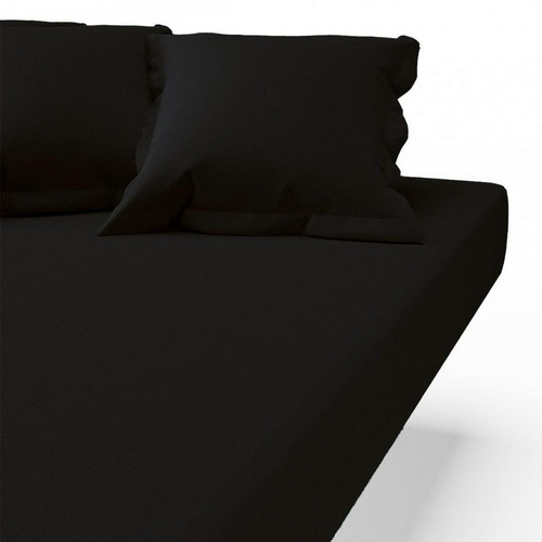 3S. x Tertio (Nos Unis) - Drap-housse coton TERTIO® - Noir - Linge de lit matiere naturelle