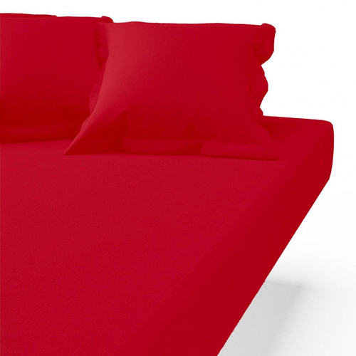 3S. x Tertio (Nos Unis) - Drap-housse polycoton TERTIO® - Rouge Carmin - Draps housse rouge