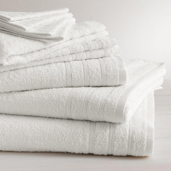 Lot de 2 serviettes de bain coton 420 gm² TERTIO® - blanc 3S. x Tertio (Nos Unis) Linge de maison