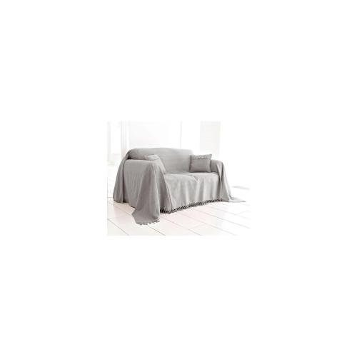 Becquet - Boutis, plaid ou jeté de canapé uni en coton Becquet - Gris - Jetés de lit ou de canapé