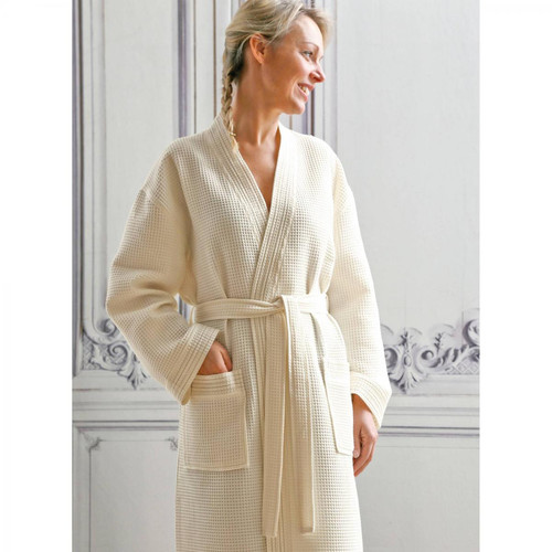 Blanc des Vosges - Peignoir bain col kimono coton nid d'abeille 300 grm² femme Ma Blanc des Vosges - Beige - Peignoir