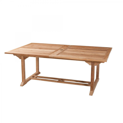 Table de jardin 10/12 pers - rectangulaire extensible 200/300 x 120 cm en bois Teck Marron MACABANE Meuble & Déco