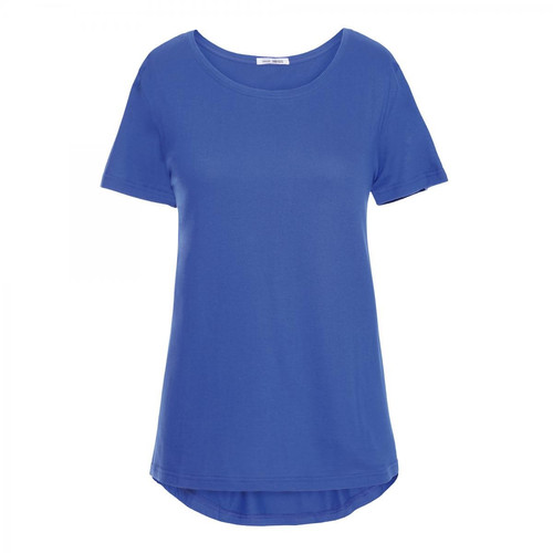 Tee-shirt asymétrique fendu manches courtes femme Bleu Venca