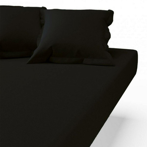 3S. x Tertio (Nos Unis) - Drap-housse percale de coton TERTIO® - Noir - Linge de lit matiere naturelle