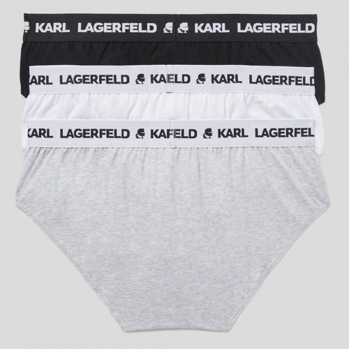 Lot de 3 slips logotes coton Karl Lagerfeld - Noir/Gris/Blanc Slip homme