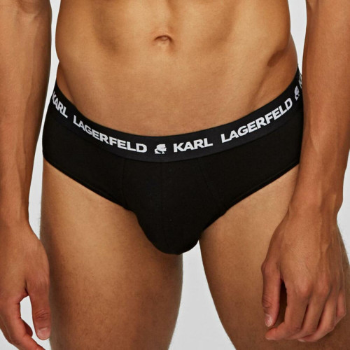 Lot de 3 slips logotes coton Karl Lagerfeld - Noir Karl Lagerfeld LES ESSENTIELS HOMME