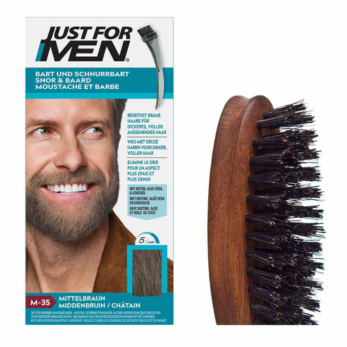 Just for Men - PACK COLORATION BARBE CHATAIN ET BROSSE À BARBE - Couleur naturelle - Just for men coloration barbe