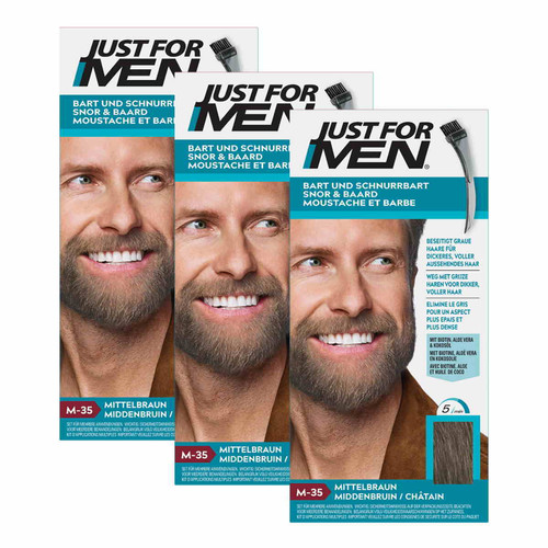 Just for Men - PACK 3 COLORATIONS BARBE - Chatain Moyen Clair - Coloration cheveux Just For Men - N°1 de la Coloration pour Homme