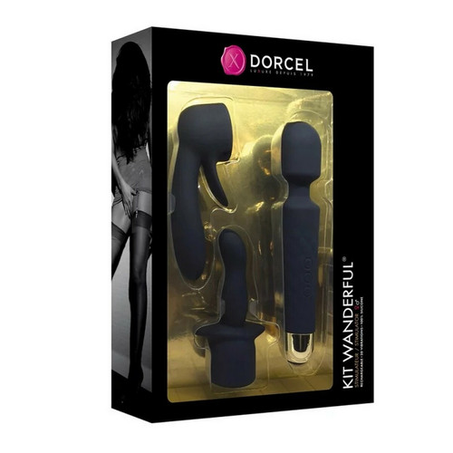Stimulateur/wand avec embouts interchangeables KIT WANDERFUL - Noir Dorcel Dorcel Sextoys