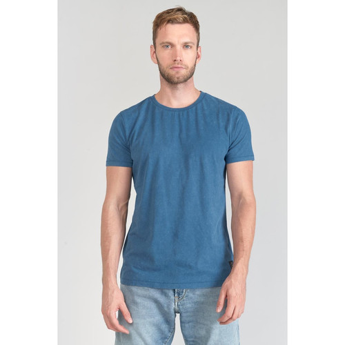 T-shirt Brown bleu délavé en coton Le Temps des Cerises LES ESSENTIELS HOMME